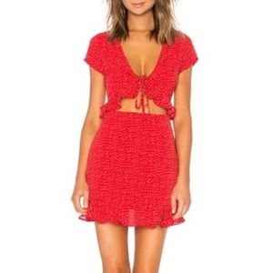 by the way. red polka dot dress